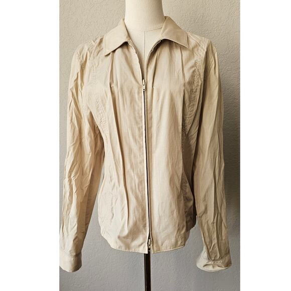J. Crew Long Sleeve Full Zip‎ Windbreaker Jacket Women Size S Beige Lightweight - Picture 1 of 6